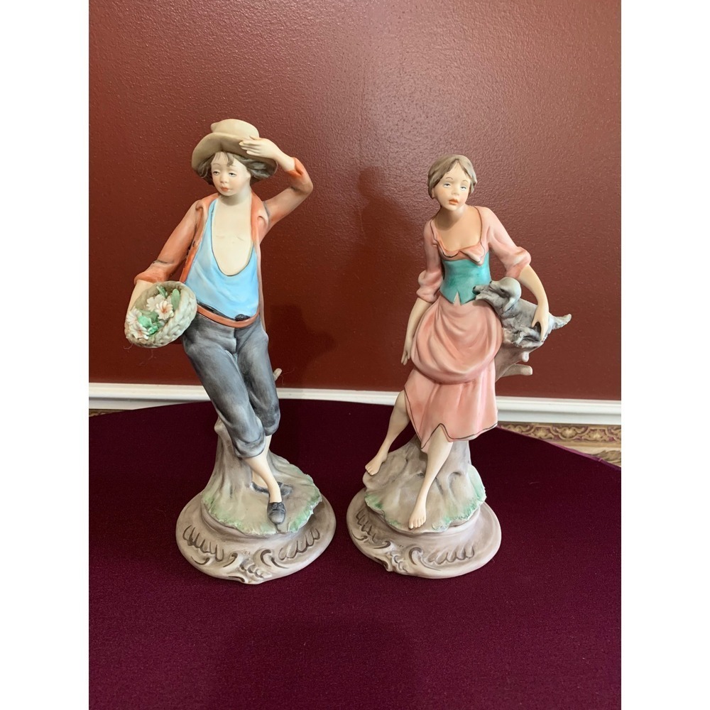 Ethan Allen Italian Porcelain Figurines Boy Girl Rare Vintage Retro Cottagecore